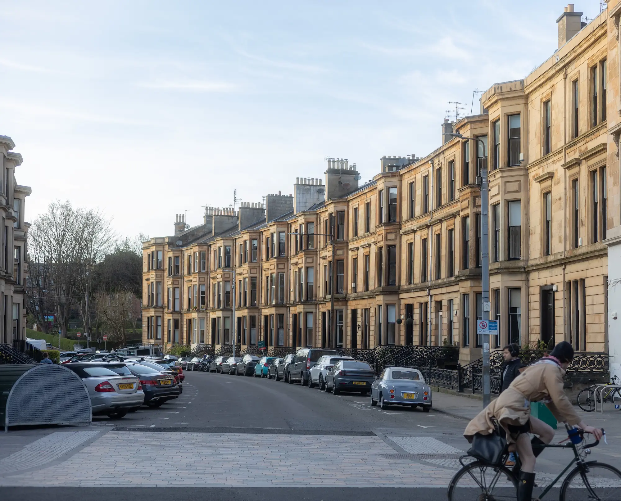 Sandstone tenement terrace on Dowanside Street, Glasgow West End