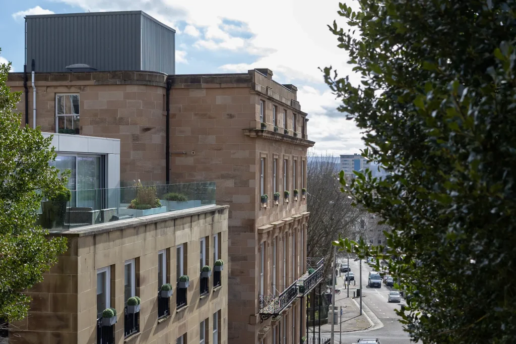 Sandstone tenement flats on Elderslie Street, Glasgow
